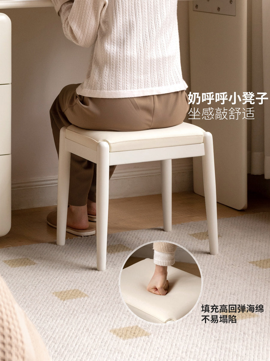 实木化妆凳现代简约卧室梳妆凳小户型白色换鞋凳子